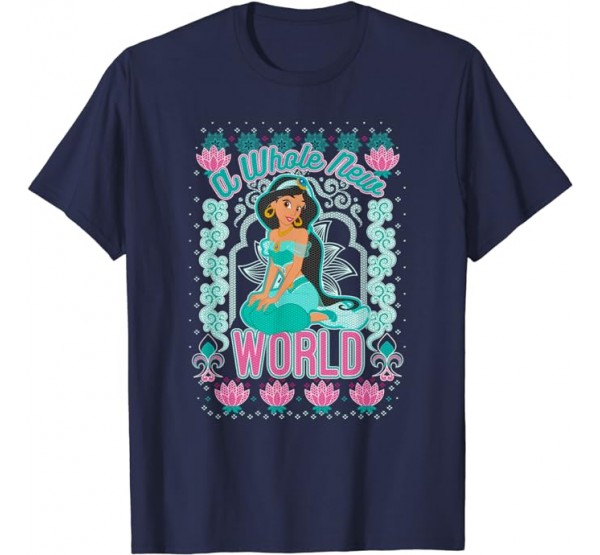 Disney Aladdin Christmas Jasmine A Whole New World Sweater T-Shirt Disney Aladdin Christmas Jasmine A Whole New World Sweater T-Shirt
